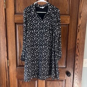 Nine West Black and White Long Sleeve Dress